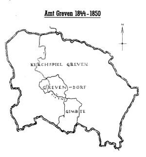 Karte des Amtes Greven 1844-1850