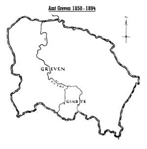 Karte des Amtes Greven 1850-1894